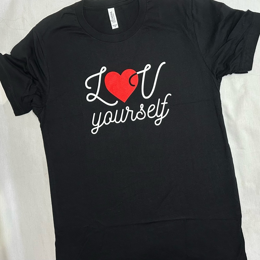 Black 'Love Yourself' T-Shirt                   Bella-Canvas shirt tag